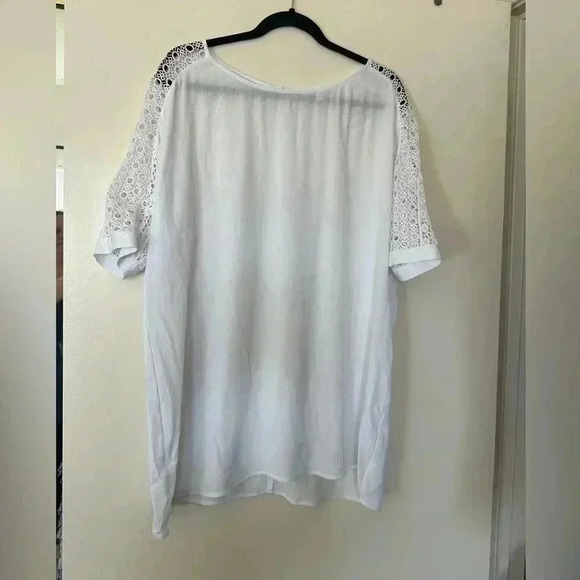 Daniel Rainn White Short Sleeve Top with Lace Sleeves in XL - Picture 1 of 4